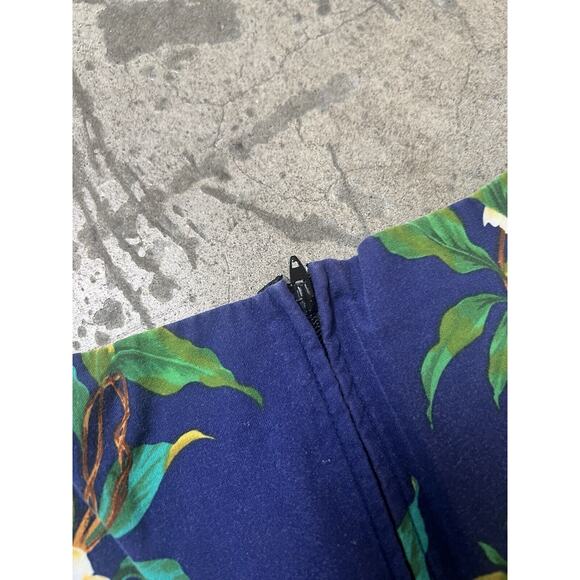 Vintage SHANNON MARIE Floral Hawaiian Blue Dress Size XL ruffle peplum‎ hem - Picture 7 of 9